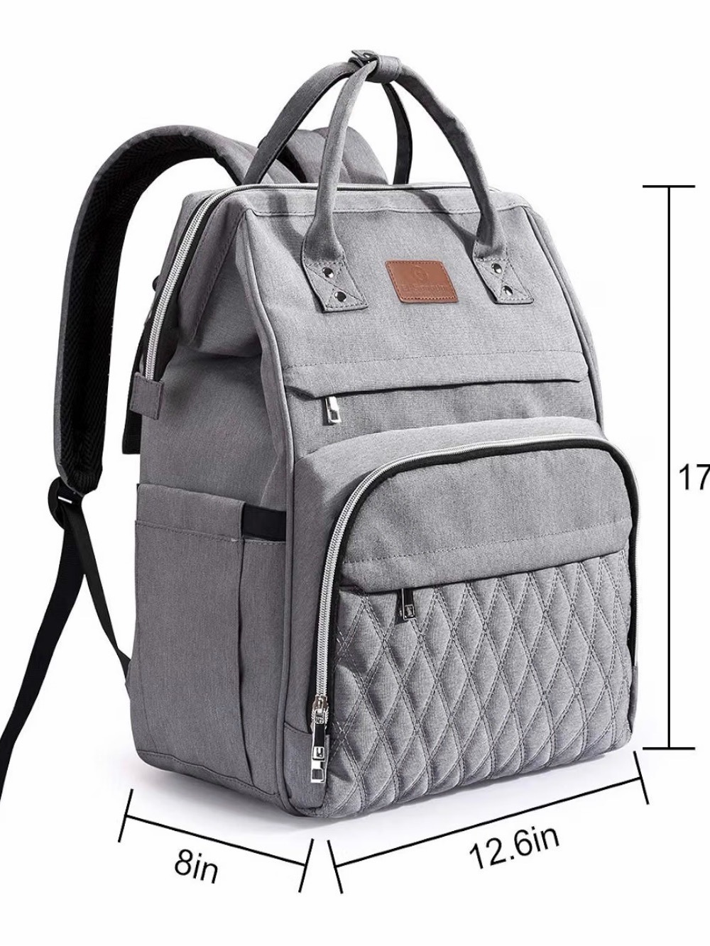 NWT Grey Diaper Bag Backpack Tote Bag - Versatile Everyday Carry - Picture 2 of 9